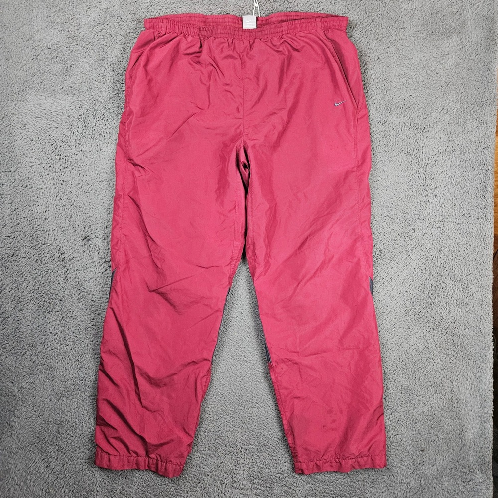 Nike XL Burgundy Windbreaker Track Pants Mesh Lined Relaxed Fit Maroon Vintage